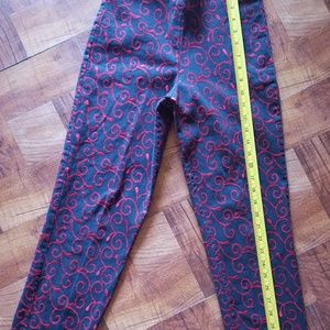 B&J slacks Black w Red Embroidery